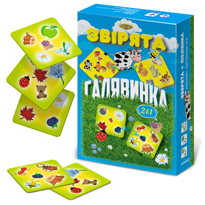 Дитяча настільна гра "Звірята + Полянка" MKE0503 від 4-х років Мастер