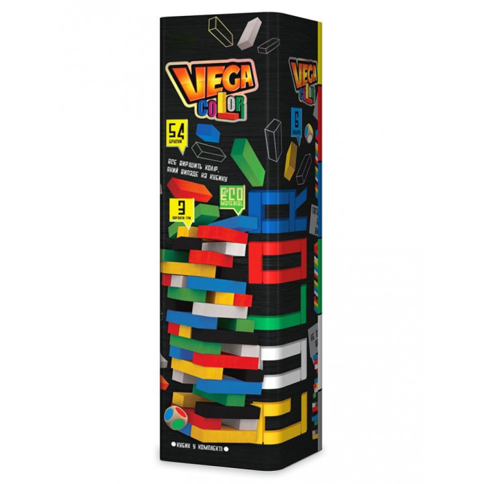 Дитяча настільна гра Дженга "VEGA COLOR" GVC-01U різнобарвна Danko Toys
