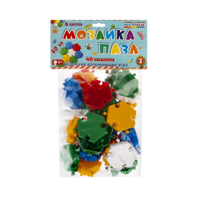 Дитяча мозаїка-пазл №3 1-144, 40 деталей Ø60мм Colorplast