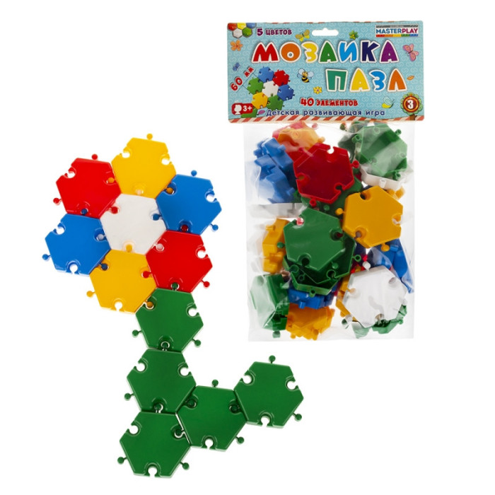 Дитяча мозаїка-пазл №3 1-144, 40 деталей Ø60мм Colorplast