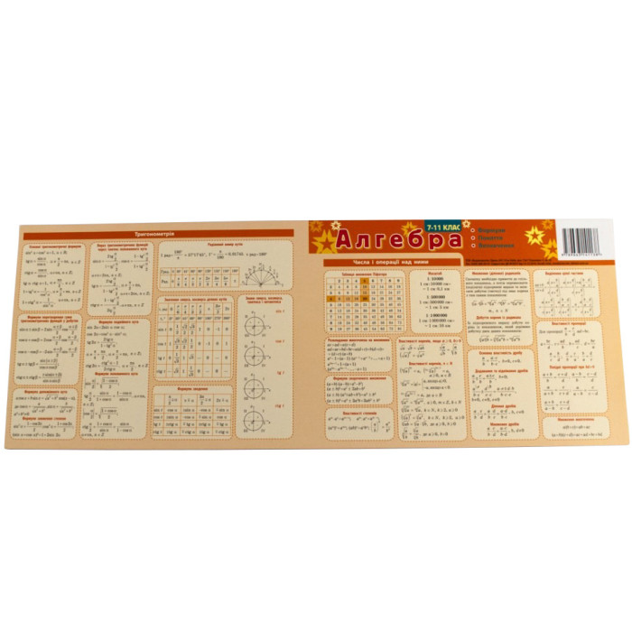 Картонка-підказка Алгебра 7-11 клас 66438 ЗІРКА