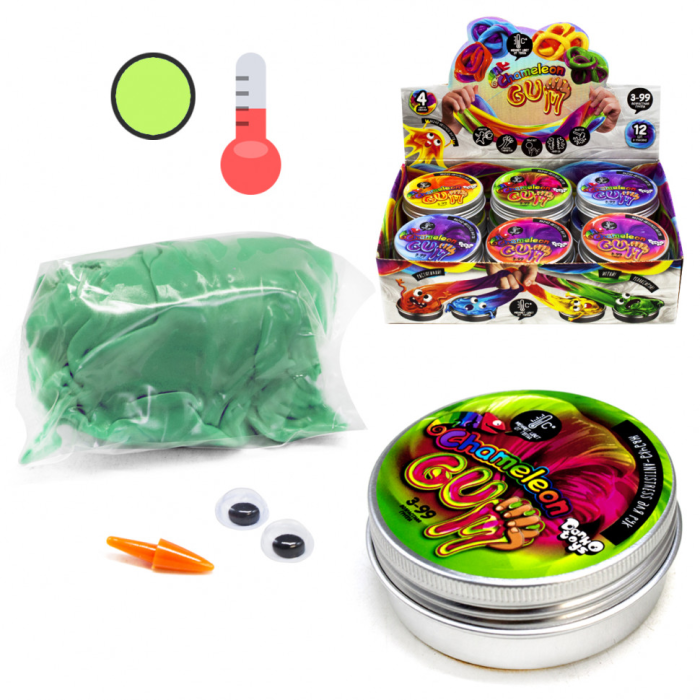 Жуйка для рук "Chameleon Gum" GUM-01-01UС в металевій коробочці Зелено-салатовий Danko Toys