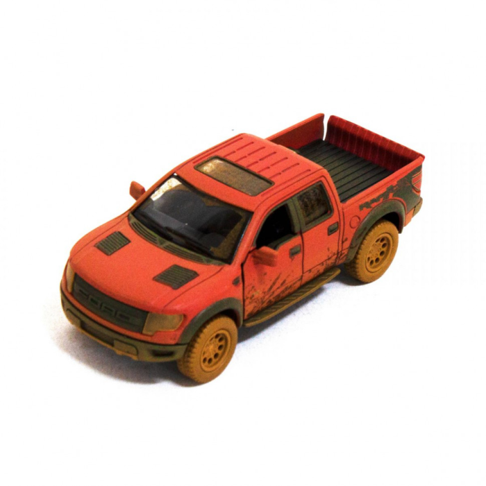 Дитяча модель машинки пікап Ford F-150 SVT Raptor-Supercrew Muddy Kinsmart KT5365WY інерційна, 1:46 Red Kinsmart
