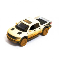 Дитяча модель машинки пікап Ford F-150 SVT Raptor-Supercrew Muddy Kinsmart KT5365WY інерційна, 1:46  White Kinsmart
