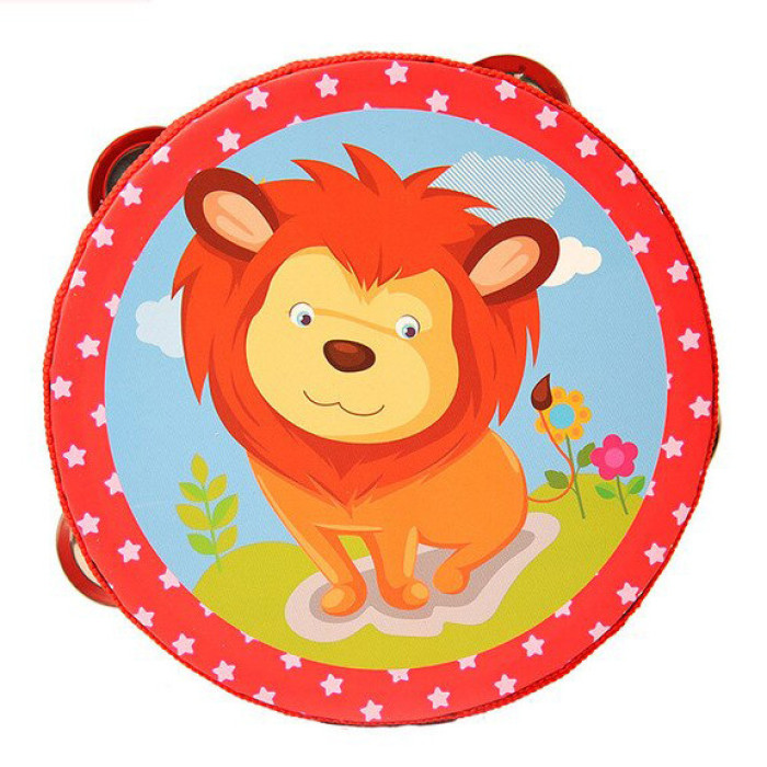 Дерев’яна іграшка Бубен MD 0367-1 діаметр 15 см Лев на природі Bambi