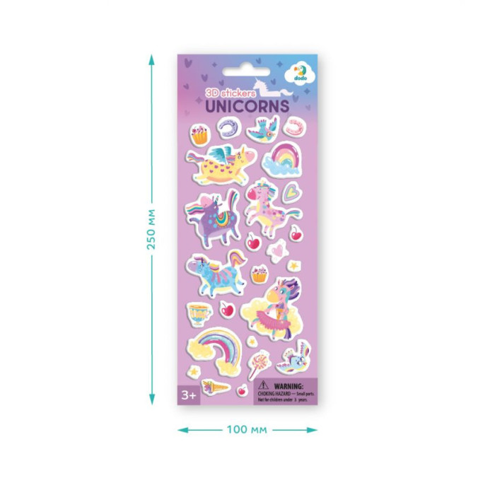 Набір 3D-наклейок "Єдиноріжки" DoDo 300844 DoDo Toys