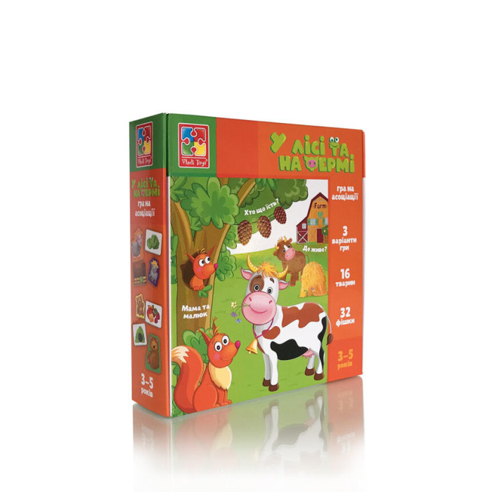 Настільна гра асоціації "У лісі та на фермі" Vladi Toys VT1804-46 (укр) Vladi Toys