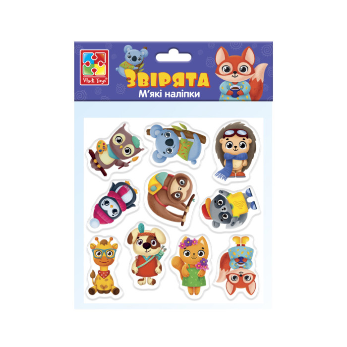 Набір м'яких наклейок "Звірята" Vladi Toys VT4210-10 (укр) Vladi Toys