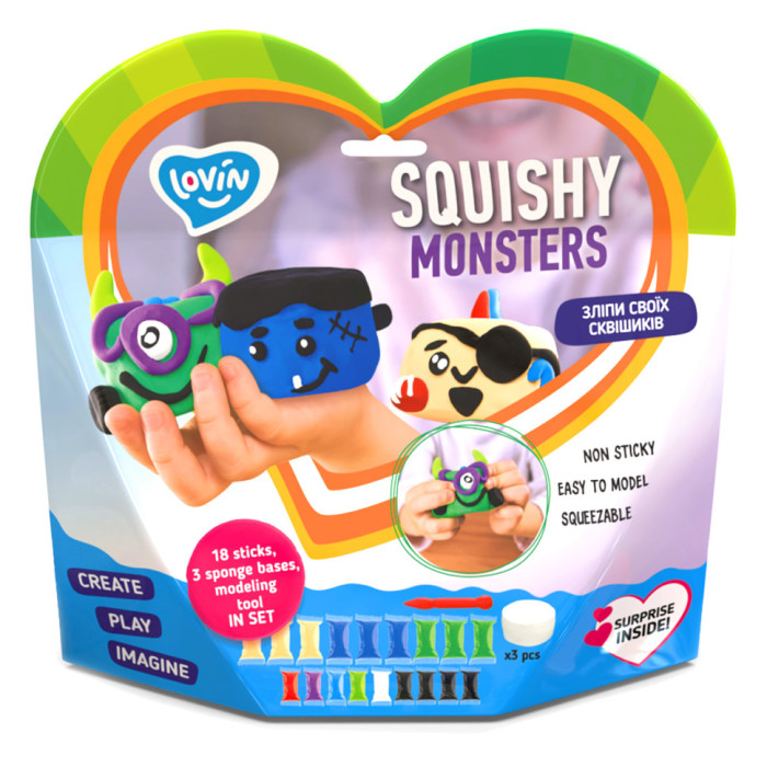 Набір для ліплення з повітряним пластиліном Squishy Monsters ТМ Lovin 70130 Lovin