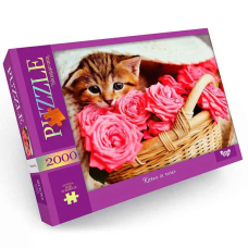 Пазл "Котик у трояндах" Danko Toys C2000-01-05, 2000 ел. Danko Toys