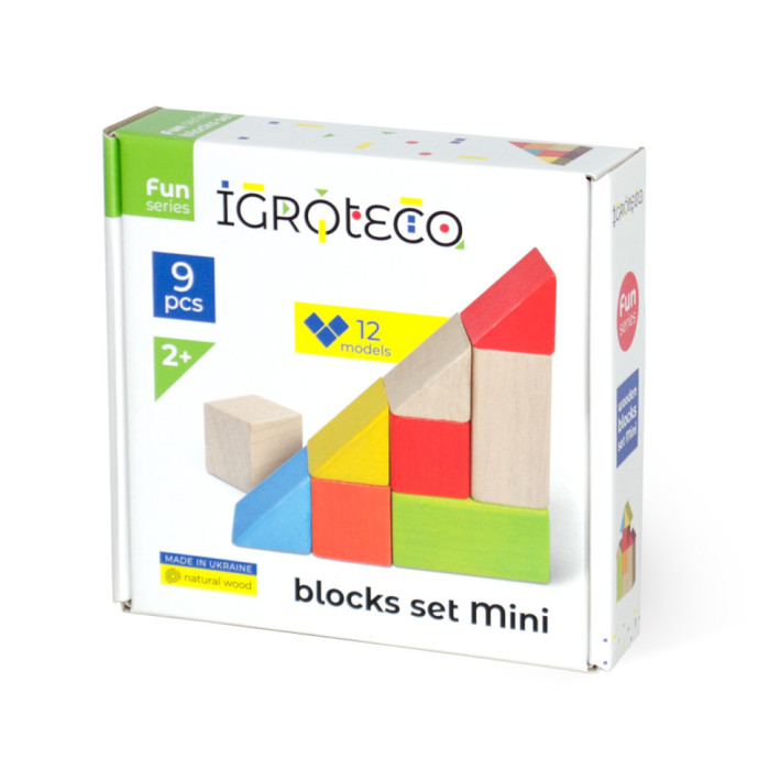 Дитячі дерев'яні кубики Igroteco 900163 кольорові Igroteco