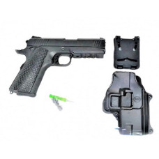Дитячий пістолет на кульках "Colt 1911 Rail" Galaxy G25+ метал чорний з кобурою Galaxy