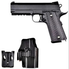Дитячий пістолет на кульках "Colt 1911 Rail" Galaxy G25+ метал чорний з кобурою Galaxy