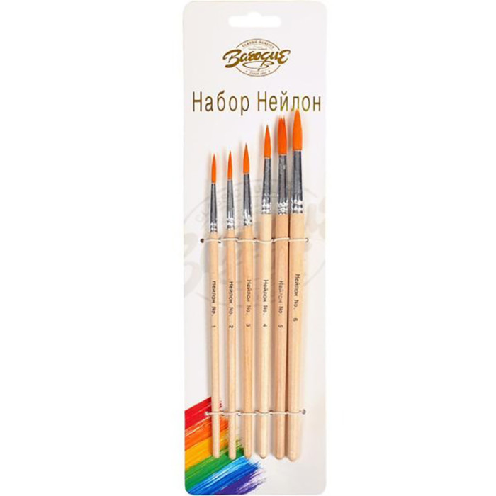 Набір пензликів круглих 6 шт "Нейлон" Barogue 764W/24-4 Bambi