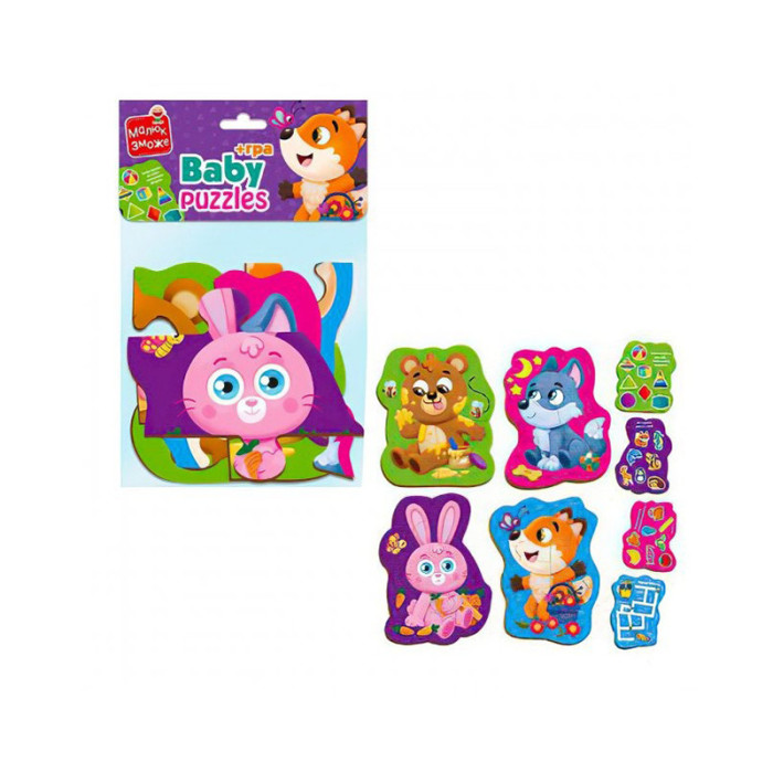 Пазли максі з грою Малюк Зможе «Лісові звірі» Vladi Toys VT1722-22 Укр Vladi toys