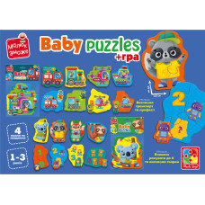 Пазли максі з грою Малюк Зможе «Тварини та Іграшки» Vladi Toys VT1722-23 Укр  Vladi toys