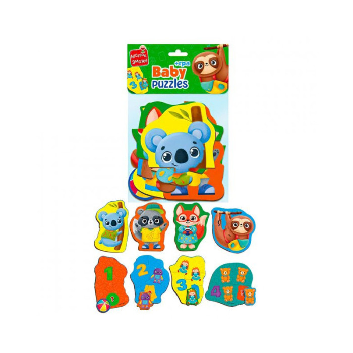 Пазли максі з грою Малюк Зможе «Тварини та Іграшки» Vladi Toys VT1722-23 Укр Vladi toys