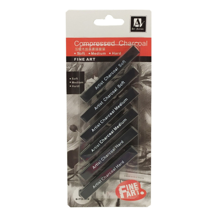 Воскові олівці "Artist Charcoal Soft" CPC0810 чорні Art Nation