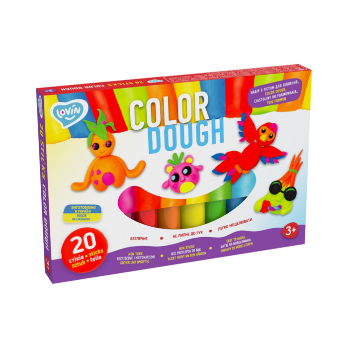 Набір для ліплення з тістом Color Dough 41204, 20 стиків Lovin