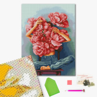 Алмазна мозаїка "Півонії в обіймах"©Mykhailyshyna Daria DBS1073 Brushme 40х50 см Brushme