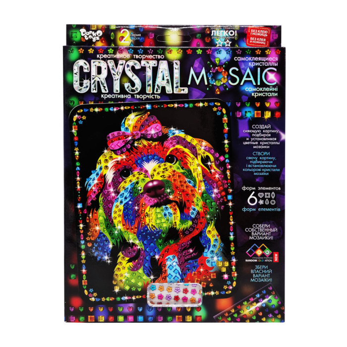 Креативна творчість "Crystal mosaic Пес" CRM-02-05, 6 форм елементів Danko Toys