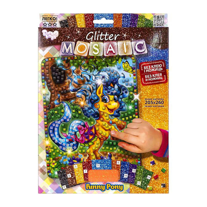 Креативна творчість "Glitter Mosaic Funny Pony"БМ-03-07 блискуча мозаїка Danko Toys