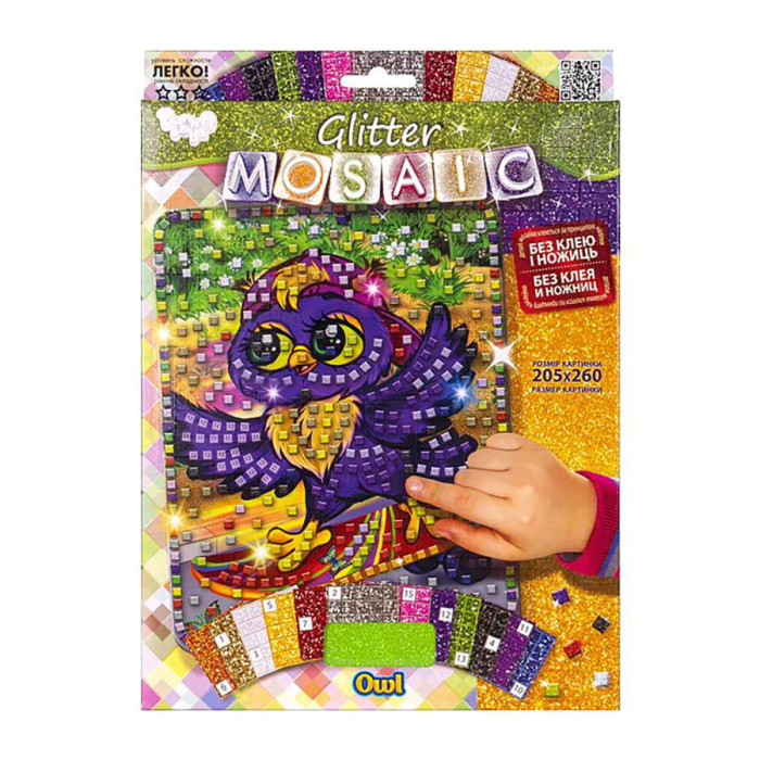 Креативна творчість "Glitter Mosaic Owl"БМ-03-04 блискуча мозаїка Danko Toys