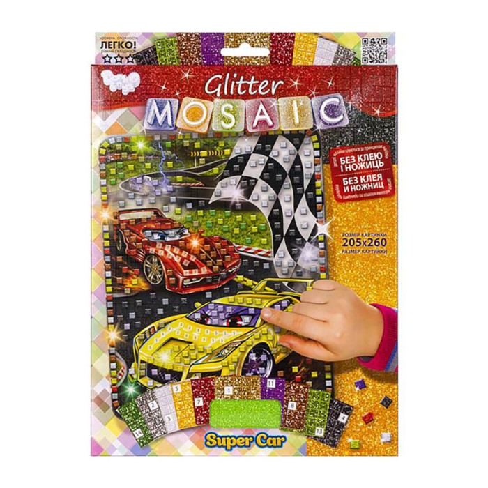 Креативна творчість Glitter Mosaic Super Car БМ-03-02 блискуча мозаїка Danko Toys