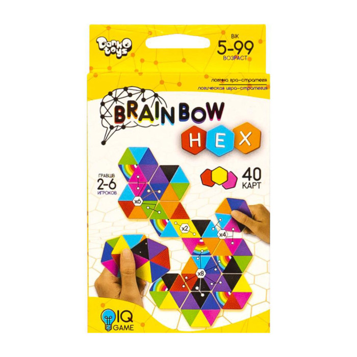 Розважальна карткова гра "Brainbow HEX" G-BRH-01-01, 40 карт Danko Toys