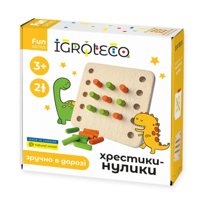Дерев'яна гра "Хрестики-нулики" 900576, 11х11 см Igroteco