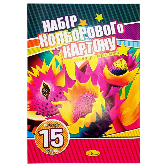 Набір кольорового картону АП-1105 А4-15, 15 аркушів, односторонній Вид 2 Апельсин