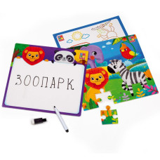 Розвиваючий набір 4 в 1 "Зоопарк" VT2002-02 пазл, розмальовка. Маркер Vladi Toys