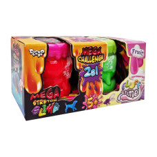 В'язка маса "2 в 1 "Mega Stretch Slime"та "Fluffy Slime" FLS-03-01U укр Рожево-зелений Danko Toys