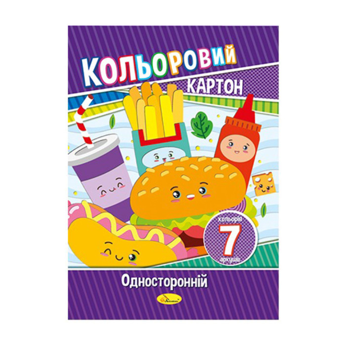 Набір кольорового картону А4 АП-1101, 7 аркушів 230 г/м2 Вид 1 Апельсин