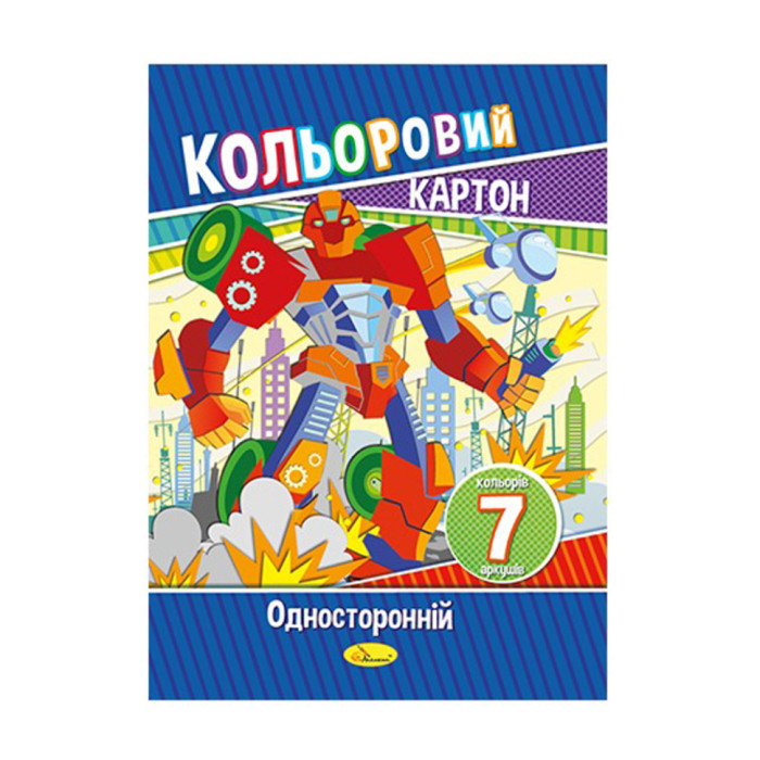 Набір кольорового картону А4 АП-1101, 7 аркушів 230 г/м2 Вид 2 Апельсин