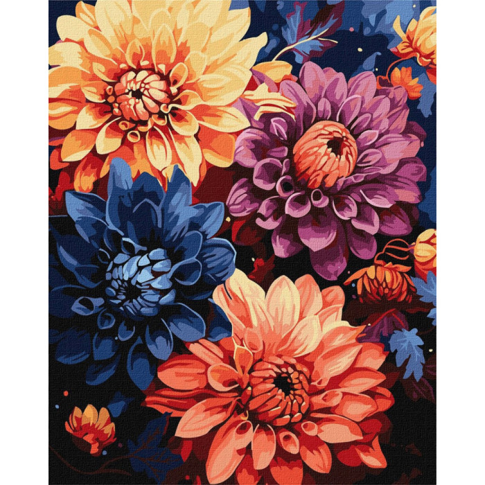 Картина за номерами "Барвисті жоржини"©art_selena_ua KHO3248, 40х50см Идейка