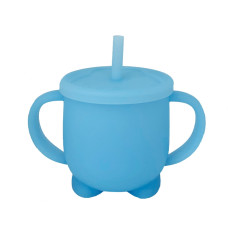 Силіконова чашка-поїлка з кришкою MGZ-0302(Blue) 200 мл Megazayka