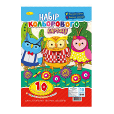 Набір кольорового картону Сови АП-1104-1 формат А4, 10 кольорів Апельсин