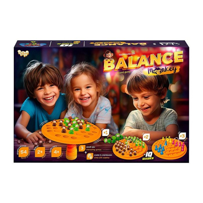 Розвиваюча настільна гра "Balance Monkey" Danko Toys BalM-02, 54 фігурки мавп Danko Toys