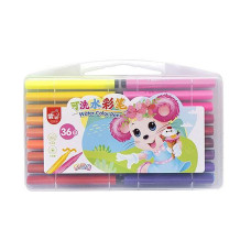Набор фломастерів "Water color pen" 36 кольорів 204-36 у пластикому боксі Рожевий Bambi