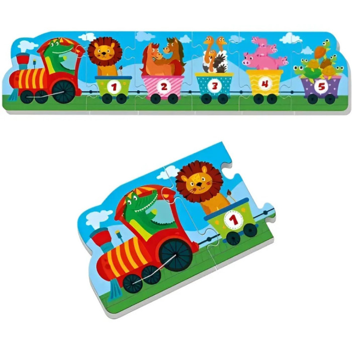 М'які розвиваючі бебі пазли "Веселий потяг" VT1106-95, 6 пазлів Vladi Toys