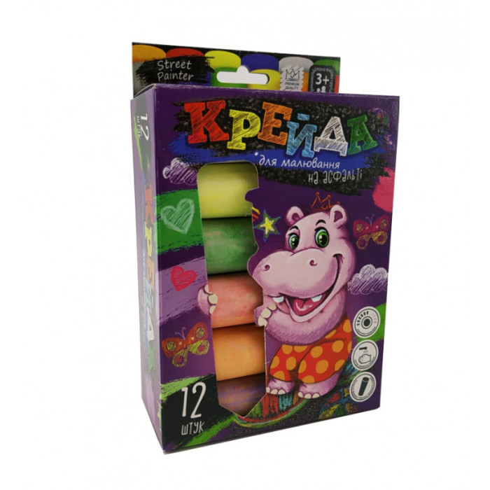 Дитяча крейда для малювання на асфальті велика MEL-01-06, 12 шт Danko Toys