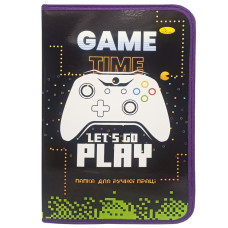 Папка для ручної праці на блискавці А4 "Game time lets go play"АП-1002-7  Апельсин