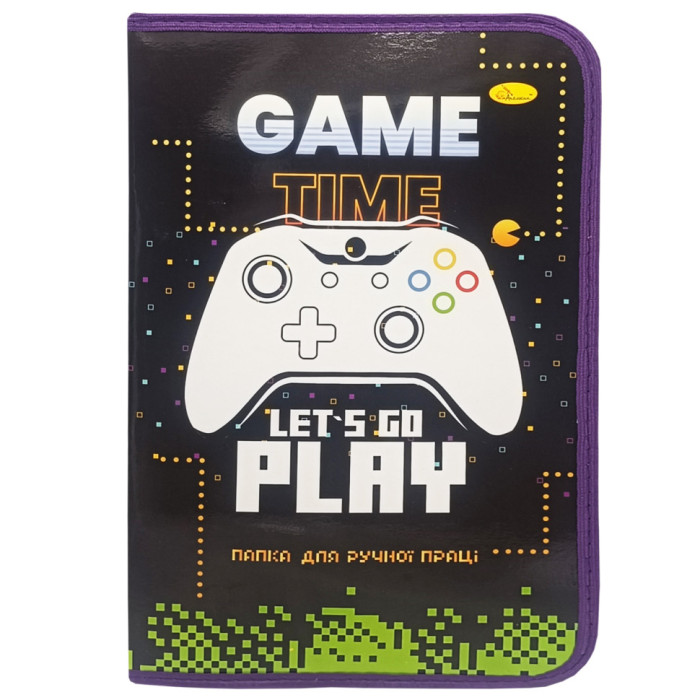 Папка для ручної праці на блискавці А4 "Game time lets go play"АП-1002-7 Апельсин