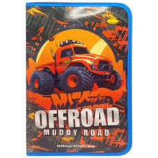 Папка для ручної праці на блискавці А4 "Offroad muddy road"АП-1002-8  Апельсин