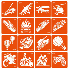 Набір трафаретів для біо-тату "Transport" transport-16 Fresh Tattoo