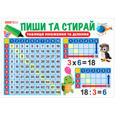Тренажер-плакат Пиши та стирай Таблиця множення та ділення 13104220 Ranok Creative