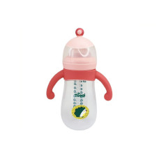 Пляшечка пластикова з силіконовими ручками MGZ-0200(Pink) 260 мл Mega Zayka