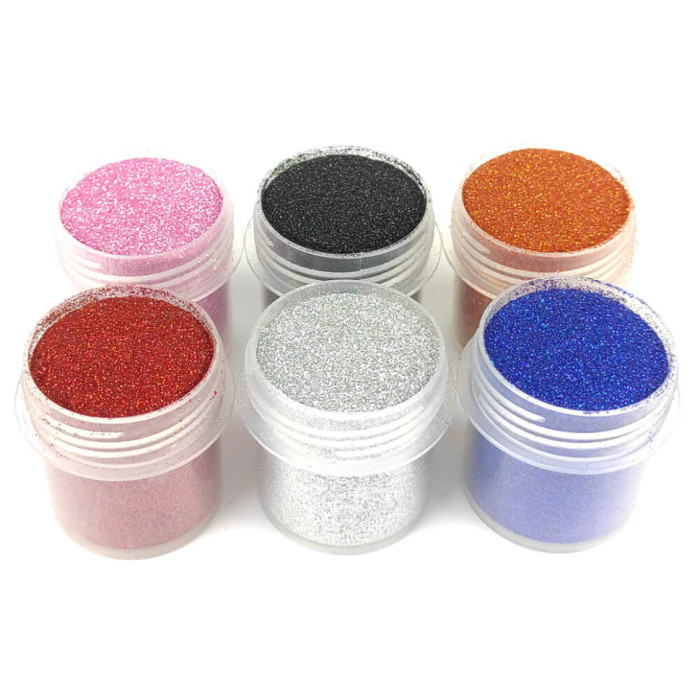 Набір гліттера для біо-тату «№1 Великий» glitter-set-big-6x-1, 6 кольорів по 12 мл Fresh Tattoo