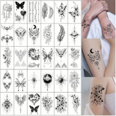 Набір тимчасових тату "Чорні міні" black-tattoo-mini-set-30 із 30 чорних по 9,5 х 5,5 см Fresh Tattoo